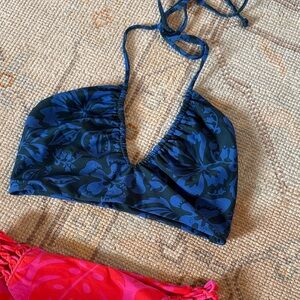 Mikoh Blue Floral Bikini Top